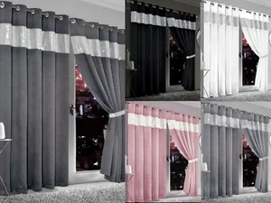 Nuevo Anillo Ojales Diamante Blackout Par de Cortinas Térmicas Prendas para la parte superior Corbatas Preparadas - Imagen 1 de 16