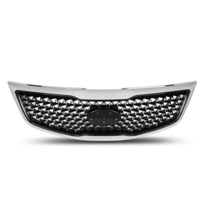 Fit For 2014 2015 2016 Kia Sportage Front Bumper Upper Grille Black & Chrome - Изображение 1 из 4