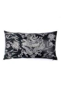 Natori Faux Leather Embroidered Dragon Pillow, 10 x 18 New - Picture 1 of 3