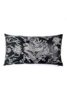 Natori Faux Leather Embroidered Dragon Pillow, 10 x 18 New - Image 1 of 3