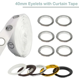 1/2/5M Curtain Tape with 40mm Eyelet Round Liner Accessories Header Rings - Picture 1 of 31