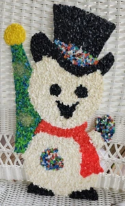 Vtg. SNOWMAN Melted Plastic Popcorn Christmas Wall Door Hanging Decoration 18" * - Picture 1 of 3
