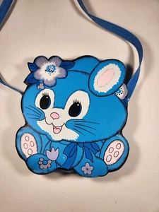 Seltene Vintage 1960er Jahre Ostern Kinderblau Katze/Hase Vinyl Geldbörse Exc - Bild 1 von 10