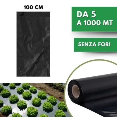 Telo per PACCIAMATURA Nero senza Fori Larg. 100 cm Antierbacce Bio Orto