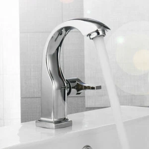Chrome Kitchen Bathroom Basin Copper Tap Single Handle Spout Sink Bath Faucet - Picture 1 of 6