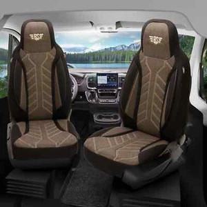 Fundas de asiento de autocaravana piloto adecuadas para Hobby Maxia Van (negro-marrón) - Imagen 1 de 13