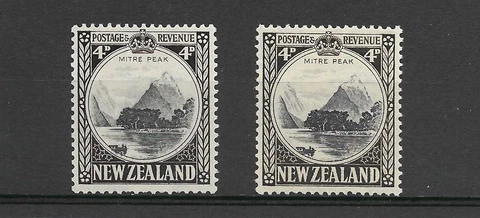 1935-42 Pictorials 4d Mitre Peak  SG 583 & 583d   Mounted Mint Cover