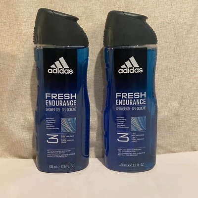 Adidas Fresh Endurance Shower Gel 3 in 1 For Men 400 ml 13.5 fl oz Lot of 2 NEW - Image 1 of 3