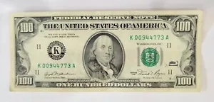 1981 One Hundred Dollar Bill $100 Federal Reserve Note, Serial # K00944773A - Picture 1 of 2