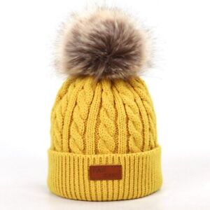 Knitted Pompom Beanies Winter Warm Toddler Hats Children Headwear Accessories 1p