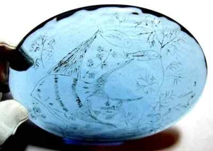 Großer Meerwasserfisch 525gr selten Unikat blau Glas handgraviert von LOVY - Bild 1 von 6