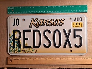 Nummernschild, Kansas Baseball Boston RED SOX 5, Hinweis: 1 of a kind REAL PL8 NOTE - Bild 1 von 1