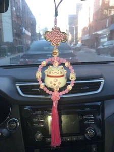 Kawaii Maneki Lucky Cat Long Tassel Japanese Style Car Pendant Home Decor - Bild 1 von 10