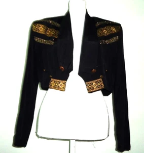 Vintage 80er New Era Made In USA Herren Schwarz Gold Blazer Bestickt Größe S - Bild 1 von 13