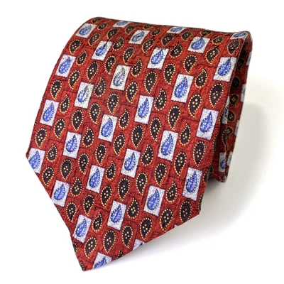 Corbata Ermenegildo Zegna Vintage Para Hombre Seda Rojo Azul Dorado Lágrima L58" W3.75" Foto 1 de 4