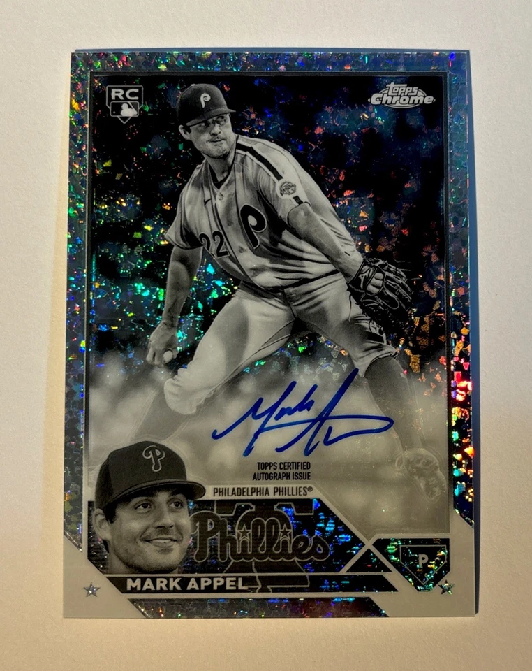 2023 Topps Chrome Mark Appel B & W 迷你钻石新秀亮面卡 * * 珍品 * * — 第 1/3 张图片
