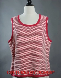 St John Knits Wabenmuster Tank, Top, Shell Calypso Pink & Creme Gr. X-Large Neu mit Etikett $ 400 - Bild 1 von 4