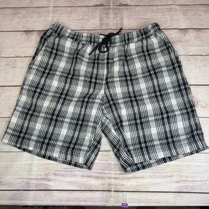 BoohooMAN Men Plaid Shorts XL Black White Drawstring Waist Comfy Street wear - Picture 1 of 9