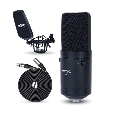Movo VSM-5 Large Diaphragm XLR Studio Cardioid Condenser Microphone with Shock - Image 1 of 4