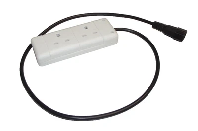 1m IEC C14 to 2 Gang UK BS1363 Mains Socket Lead UPS Power Splitter - Image 1 of 4