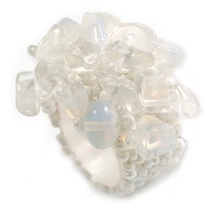 Opaque/Transparent/White Glass Bead and Semi Precious Stone Cluster Band Style - Picture 1 of 6
