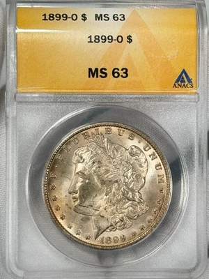 1899-O $1 Morgan Silver Dollar ANACS MS63 Uncirculated UNC New Orleans US Coin - Image 1 of 4