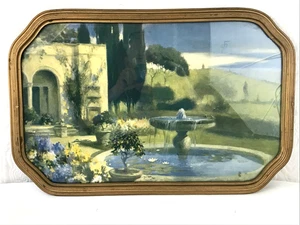 Vtg Antique Art Deco R Atkinson Fox Framed Print “The Enchanted Fountain” - Picture 1 of 8