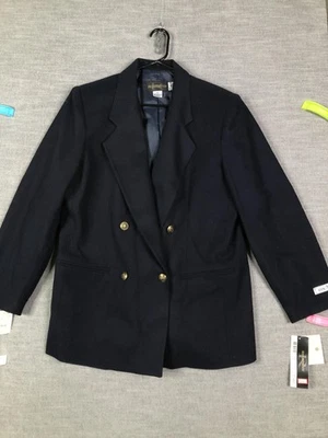 Blazer Requisitos Mujer 12 Azul Marino Doble Pecho Lana Botones Años 90 Sin Stock Foto 1 de 4