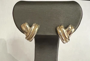 TIFFANY & CO. 14K & STERLING SILVER V EARRINGS - Picture 1 of 5