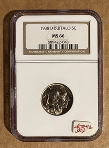 1938 D BUFFALO NICKEL NGC MS66 - Picture 1 of 2