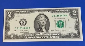 2017 Series A $2 Dollar Bill TOP LEFT OFF CENTER & BACK *Crisp -No Folds* ERROR - Picture 1 of 6