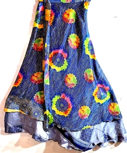 Incredible-art Vintage Silk Sari Magic Wrap Skirt Reversible Double Layer skirt, - Picture 1 of 6