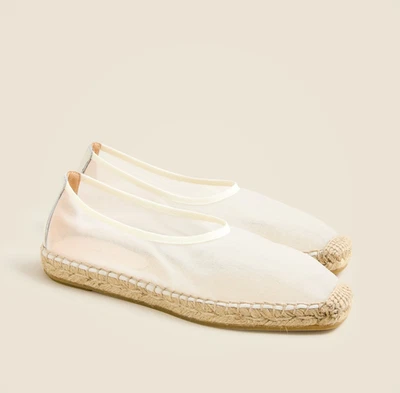 Nueva Alpargata JCREW Talla 7.5 Hecha en España Plana Malla Verano Lino $198 CJ760 Foto 1 de 4