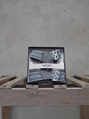 Grey Stripe Sock Suspenders by Mag Mouch Sophos – Made in UK - Image 1 of 2