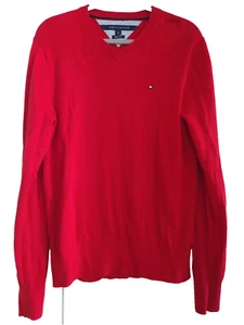 Tommy Hilfiger Sweater Sz M Red Logo Flag 100% Pima Cotton Preppy Classic Golf - Picture 1 of 6