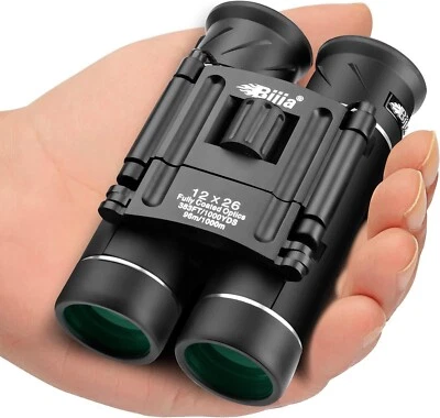 CAMPSLE 12x26 HD Mini Folding Compact Binoculars Birds, Fishing, Horse Racing UK - Image 1 of 4