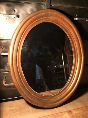 Grand Miroir Ovale Ancien Bois Et Plâtre Doré Dimensions 50x40,3 Cm - Photo 1/4
