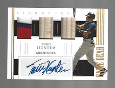 Torii Hunter 2021 Panini National Treasures Game Gear Triple Material Auto 1/5 ⚾