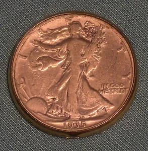 1935 Walking Liberty 🗽 SILVER Half Dollar With Metal Gold Trim Rim USA Currency - Picture 1 of 4