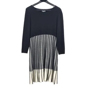 Calvin Klein Dress Size 1X Black Striped Retro Mod 60s Inspired Sweater Knit - Picture 1 of 7