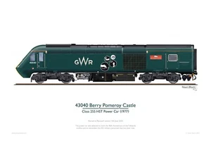 Class 255 HST power car 43040 'Pomeroy Castle' - Print - NEW - Picture 1 of 1