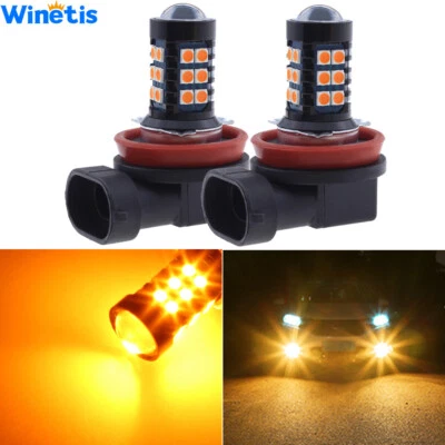 2X H11 H9 H8 Amber Yellow LED Bulbs 30-SMD 3030 Fog Driving Light Super Bright - Image 1 of 4