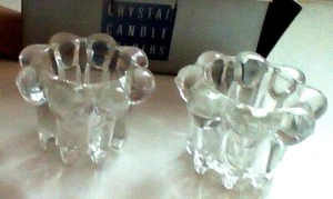 Candelabros Elegance Cristal 2" En Caja Original Juego De 2 Flor Redondos - Imagen 1 de 4