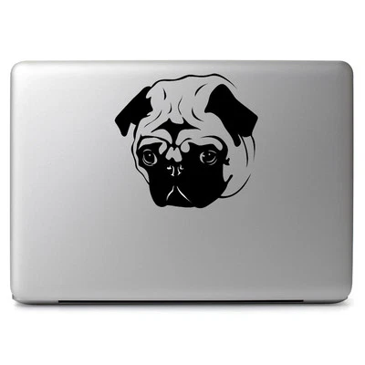 Black Pug Dog Face Decal Sticker for Apple Macbook Air Pro 11 13 15 17" Laptop - Image 1 of 4