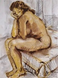 Joli Fusain Nue Féminin École Des Beaux Arts, Année 70 - Imagen 1 de 9