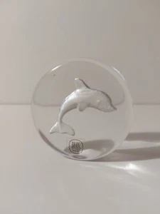 Hovmantorp Sweden Glass Dolphin Paperweight. Swedish Art Glass - Picture 1 of 4