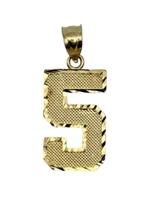 10K Yellow Gold Number 5 Charm Pendant - Picture 1 of 7