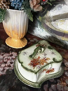 Grimwades Royal Winton Cheese Keeper w. Autumn Flowers & Gilt Highlights c.1900 - Picture 1 of 22