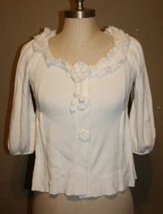 ANTHROPOLOGIE STRICK & GEKNOTETE WEISSE OFFENE BAUMWOLLE CARDIGAN - SMALL 2 4 - Bild 1 von 6