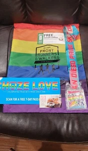 San Diego Pride 5k Run 2023 Drawstring Bag, Metal & Discount Papers NEW - Picture 1 of 1